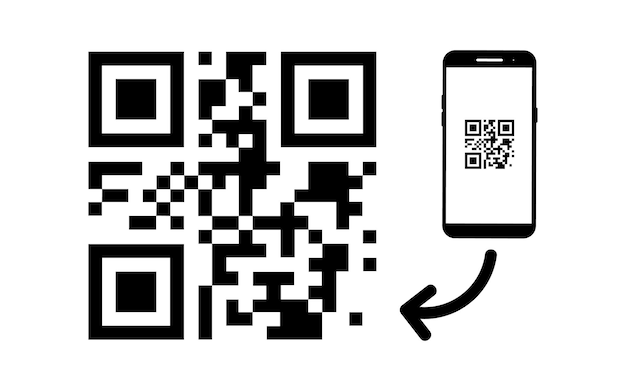 Qr 코드 아이콘을 스캔합니다. 스마트폰 스캔을 위한 벡터 Qr 코드 샘플입니다. 휴대 전화 아이콘으로 Qr 코드 스캔