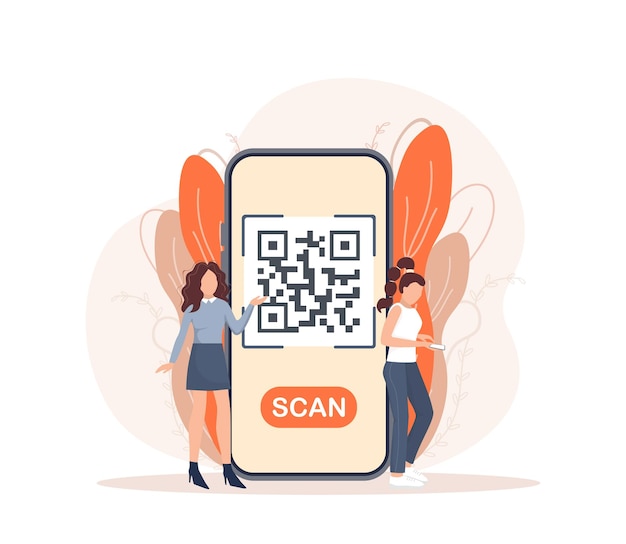 Scan qr-code mensen geweldig ontwerp voor alle doeleinden 3D-vector achtergrond Platte ontwerp