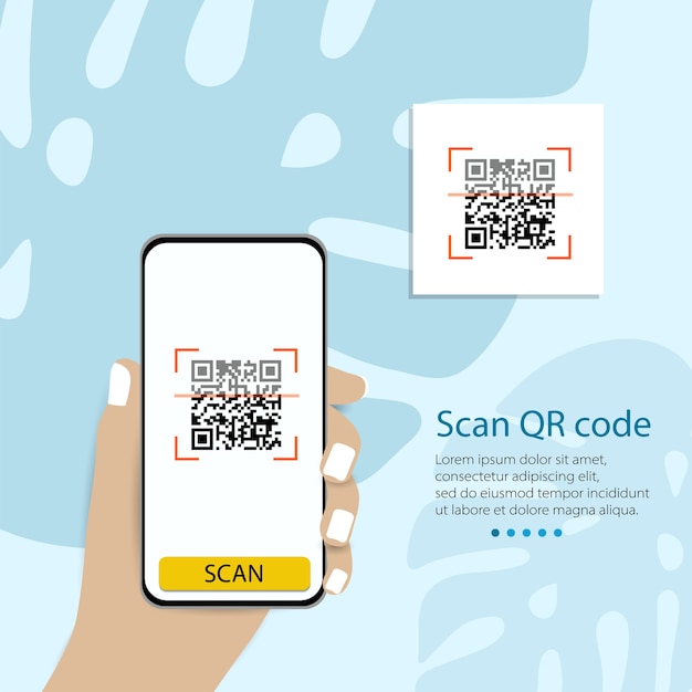 Scan qr code to mobile phone. electronic , digital technology, barcode. vector illustration.