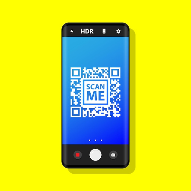 QR 코드를 휴대폰으로 스캔합니다. 전자, 디지털 기술, 바코드