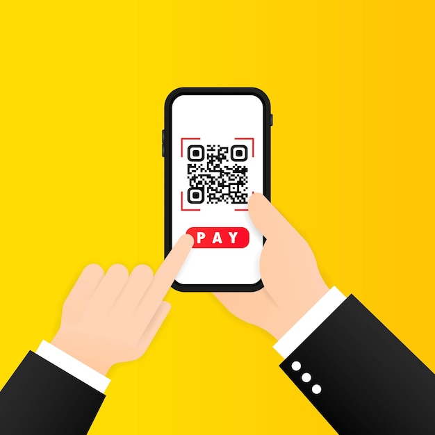 Scan qr code to pay with mobile phone. smartphone scanning qrcode. barcode verification. scanning tag, generate digital pay without money.