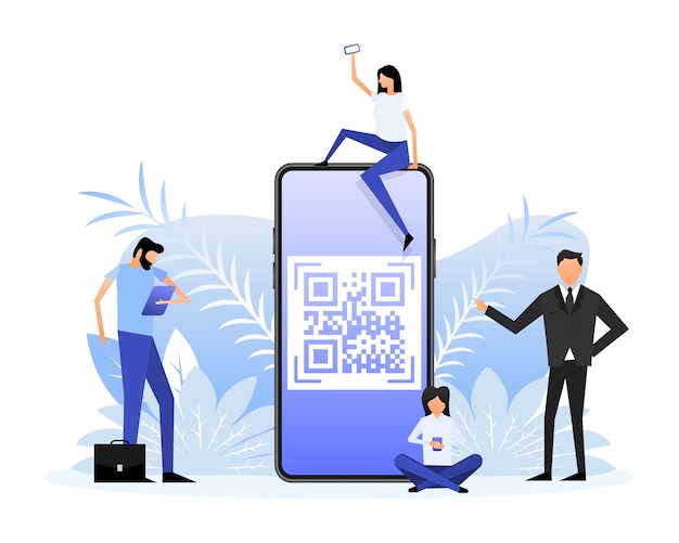 Vector scan qr code people great design for any purposes flat design