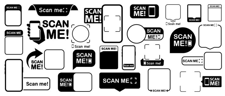 Vector 掃描qr代碼 掃描 qr代碼平面圖標與電話qr代碼模板用于移動應用程式付款和折扣條碼 移動付款和快速回應代碼 用智能手機掃描我 矢量插圖