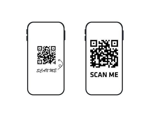 QR 코드 스캔 실루엣 블랙 QR 코드 세트 벡터 일러스트 레이 션