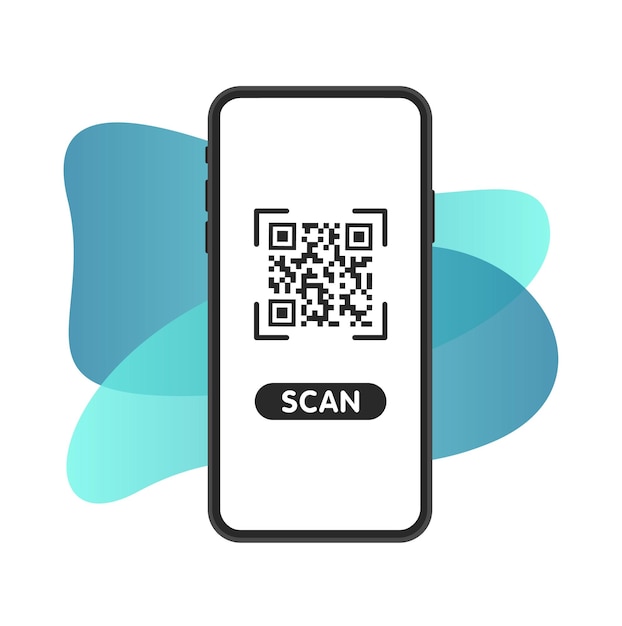 Vector scan qr code on smartphone sample qr code for scanning qr verification scan me inscription tag vector