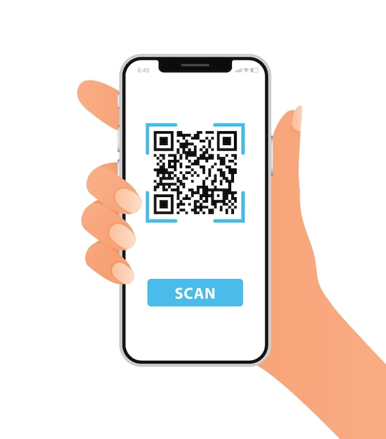 Scan qr code with mobile phone electronic  digital technology barcode