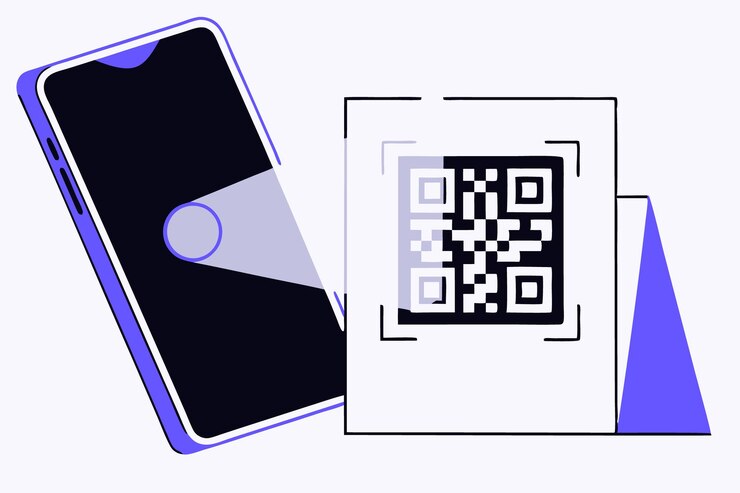 Vector scan qr code with smartphone illustration art on white background