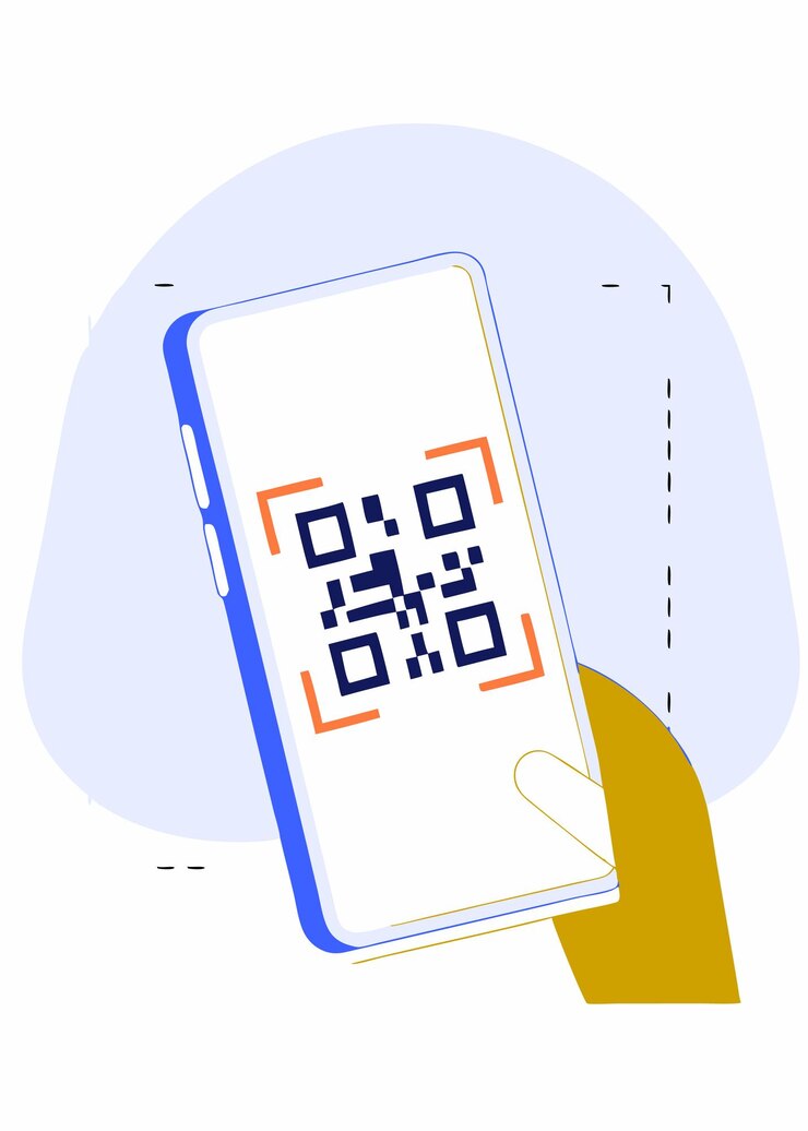 Vector scan qr code with smartphone illustration art on white background