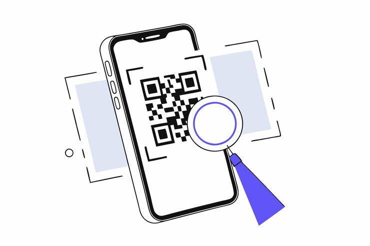 Vector scan qr code with smartphone illustration art on white background