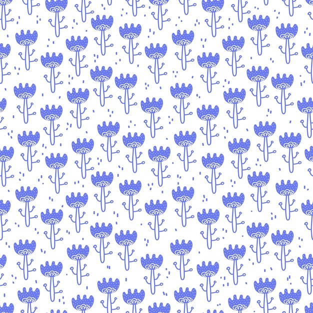 Scandi folk style flowers cartoon drawing pink seamless floral pattern scandinavian folk style for fabric cards wallpaper home decor