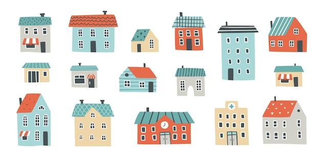 Набор скандинавских абстрактных домов