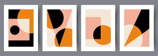 Scandinavian abstract vector print set vector style. Printable wall art vector poster set. Hand drawn minimalism design for scandinavian interior.