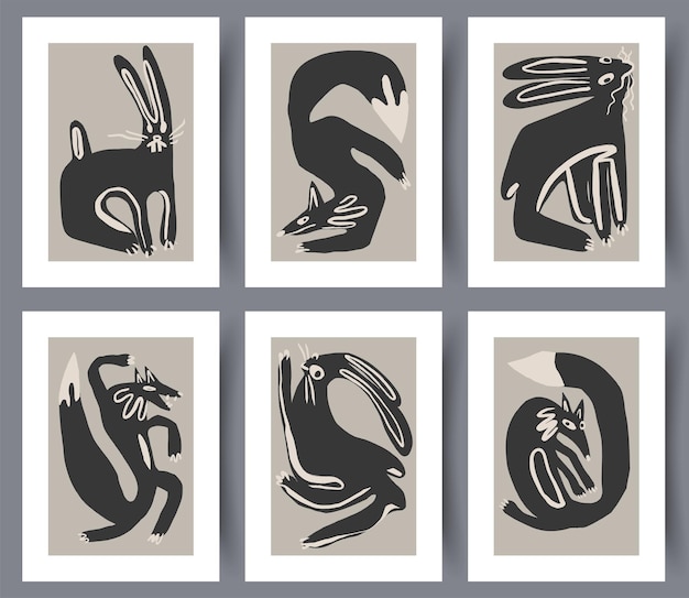 Scandinavian abstract vector print set vector.