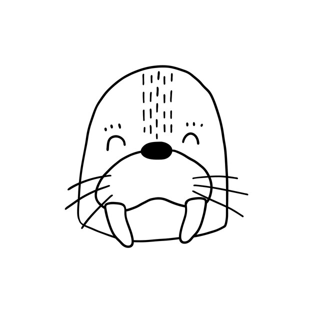 Scandinavian animal face nordic cute head vector hand drawn face for nurcery print textile