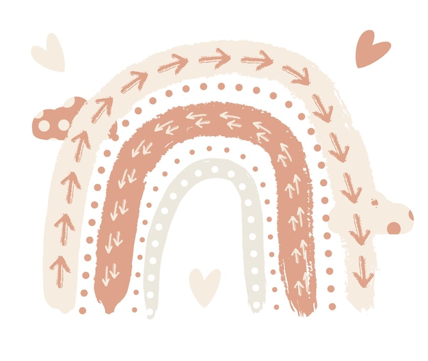 Vettore scandinavian boho nursery rainbow print per sala giochi con colori neutri di genere illustrazione vettoriale faboluos oggetto isolato su bianco