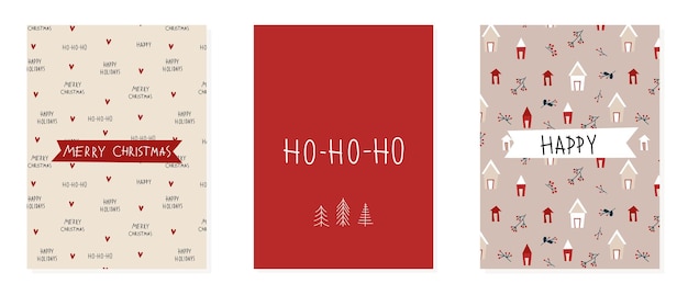 Scandinavian christmas card with cute lettering in hand drawn