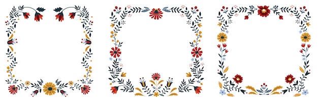 Scandinavian folk floral ornate frame.