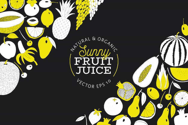 Scandinavian hand drawn fruit design template.