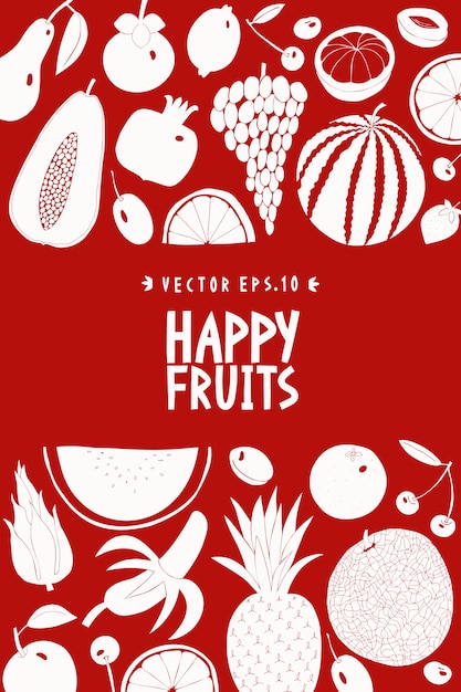 Scandinavian hand drawn fruit poster template. 