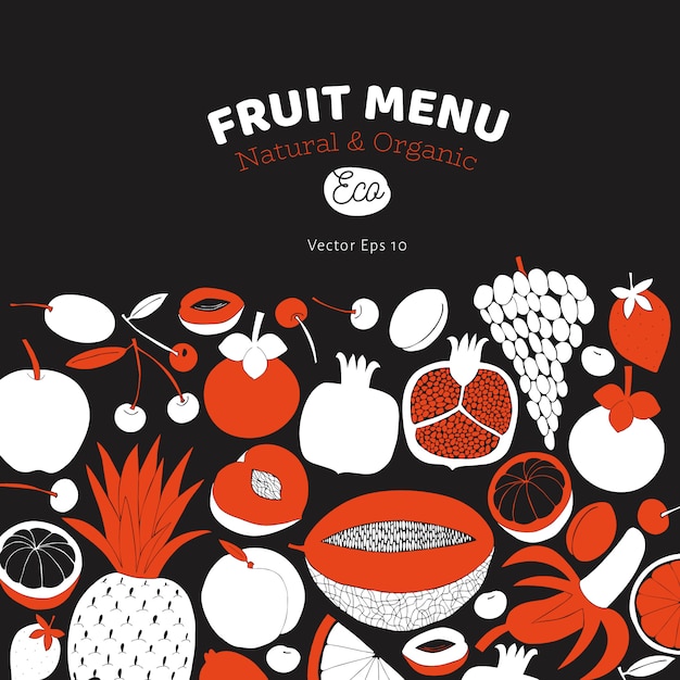 Scandinavian hand drawn fruit template. 