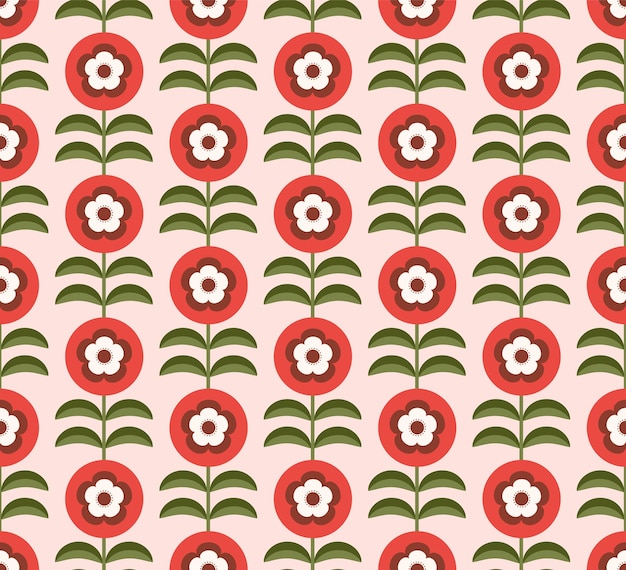 Scandinavian seamless pattern with flower and leaf design element