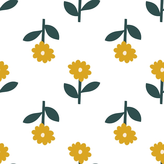 Scandinavian spring flower Vector kids seamless background pattern for baby shower textile design Simple texture
