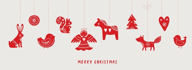 Scandinavian style hand drawn christmas banner