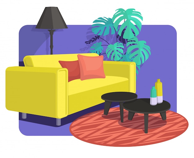 Scandinavian style interior design decoration, flat illustration.