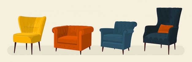 Scandinavian style set armchairs