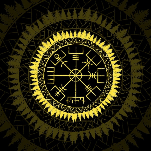 스칸디나비아 Vegvisir 서클 노란색