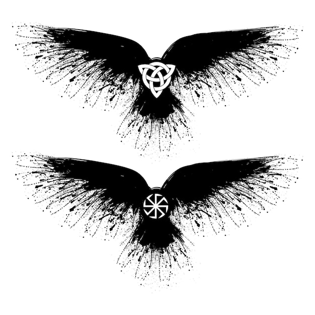 Scandinavian viking symbols raven