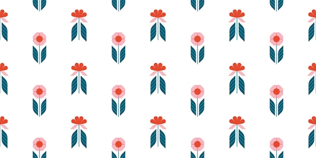Scandinavisch bloemen naadloos patroon met abstract bloemenontwerp als achtergrond