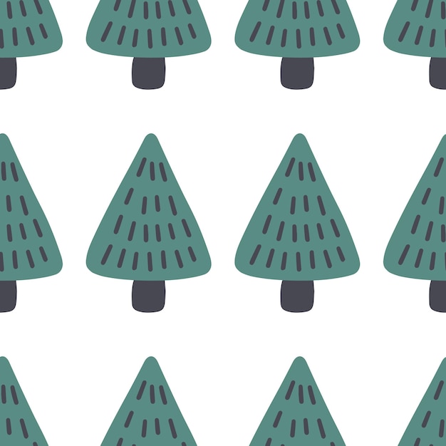 Scandinavisch bos vectorpatroon Bos naadloos ontwerp met handgetekende bomen