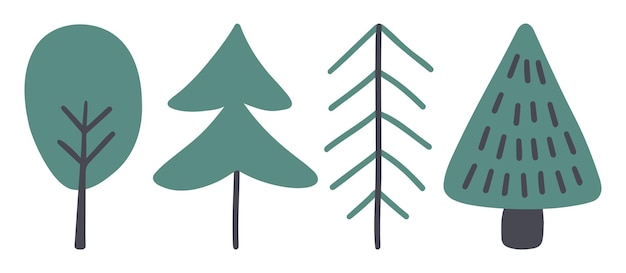 Scandinavisch bos vectorpatroon Bos naadloos ontwerp met handgetekende bomen