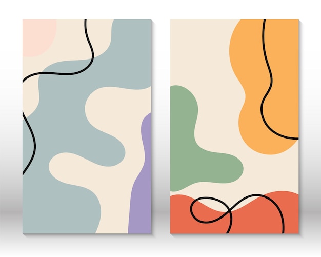 Scandinavisch design Moderne kunstdruk Hedendaags designSet van vloeiende geometrische vormen Abstracte handgetekende aquarel effectvormen Home decor Moderne abstracte schilderkunst