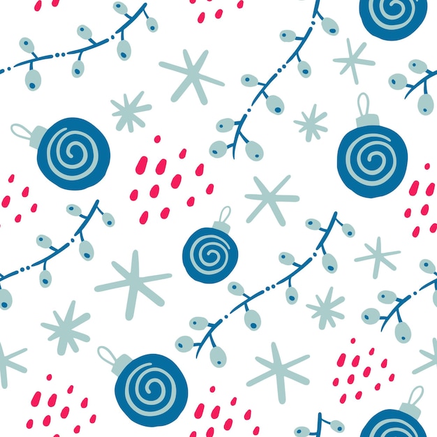 Scandinavisch kerst naadloos patroon in doodle-stijl