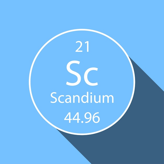 ベクトル 長い影のデザインのスカンジウム シンボル周期表の元素ベクトル図