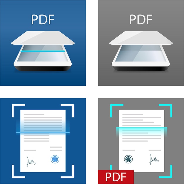 Scanner icon set digital scanner text scanning Icon for mobile application Vector illustration