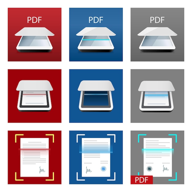 Scanner icon set digital scanner text scanning Icon for mobile application Vector illustration