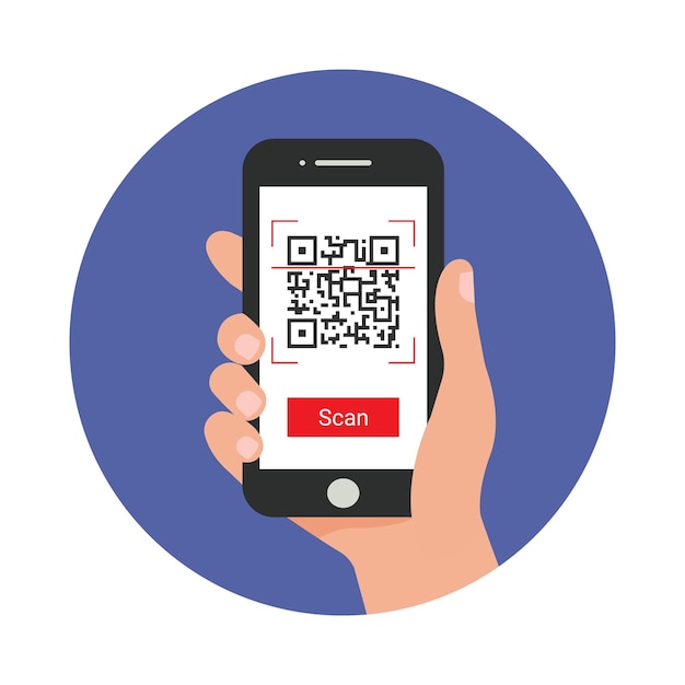 Scanning a QR code Barcode reader on your phone Vector illustration