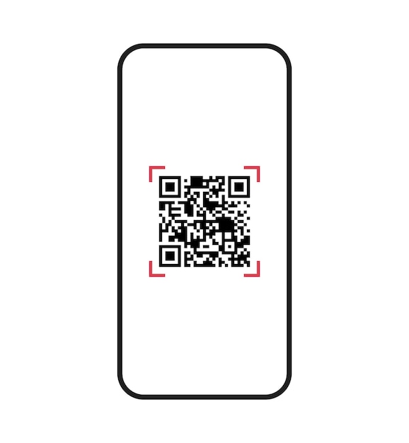 Scanning qr code on smartphone screen and digital technology flat vector illustration