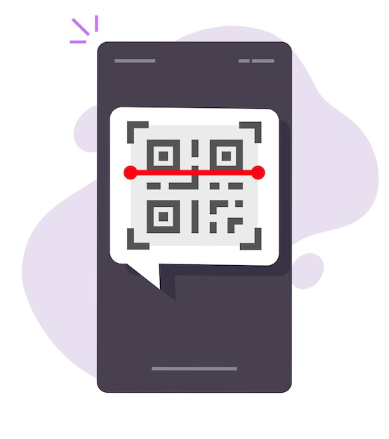 Vettore scansione del codice qr tramite cellulare o icona dell'app per smartphone