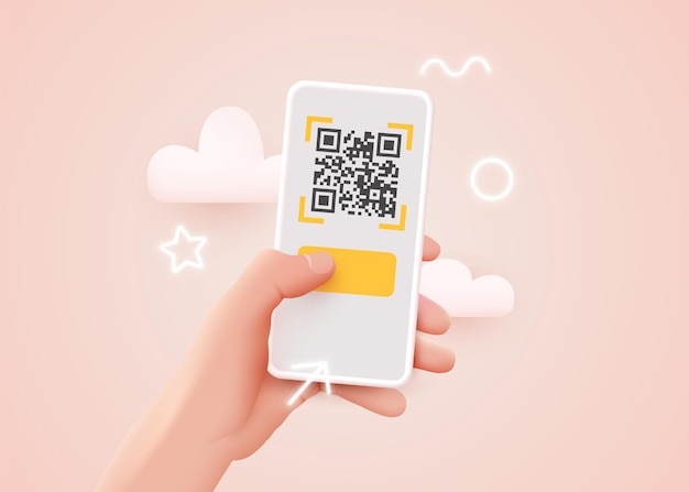 Scanning qr code with mobile smartphone. qr code payment e wallet  cashless technology