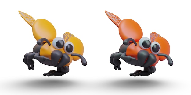 Vector scarab with spread wings vector 3d beetle in flight funny insect with goggling eyes