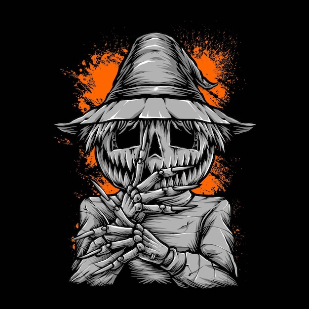 Scarecrow monster character vector illustration