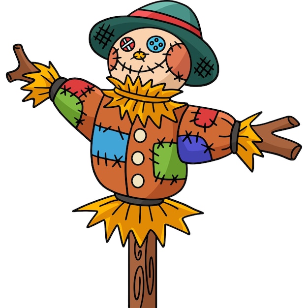 Vector scarecrow stock cartoon colored clipart