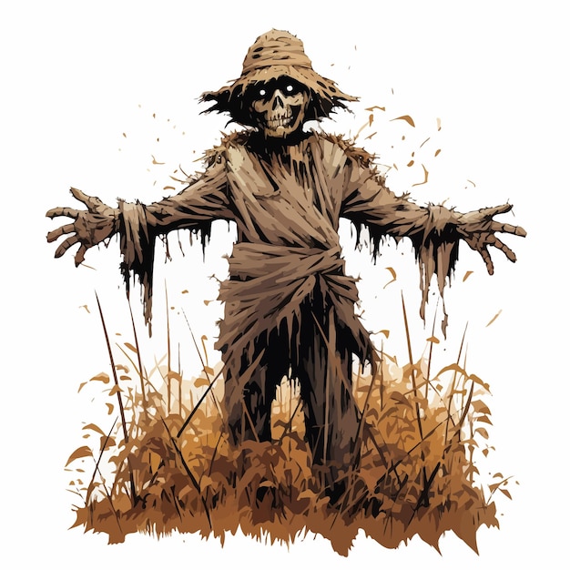 Vector scarecrow_vector_illustrated_white_background