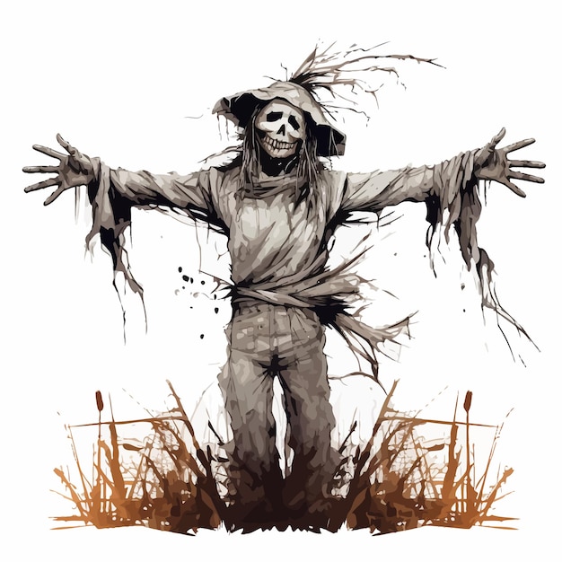 Vector scarecrow_vector_illustrated_white_background