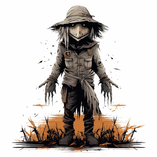 Scarecrow_vector_illustrated_white_background