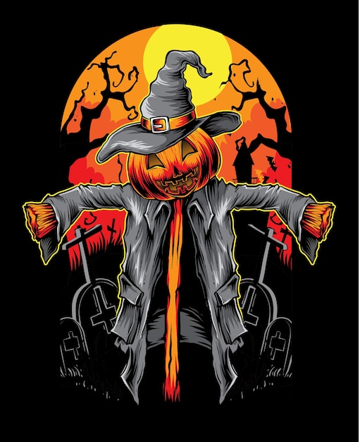 Scarecrow vector pumpkin